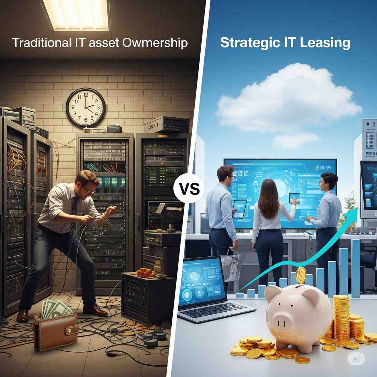 Enterprise networking infrastructure with routers, switches, and network cables in a modern data center environment